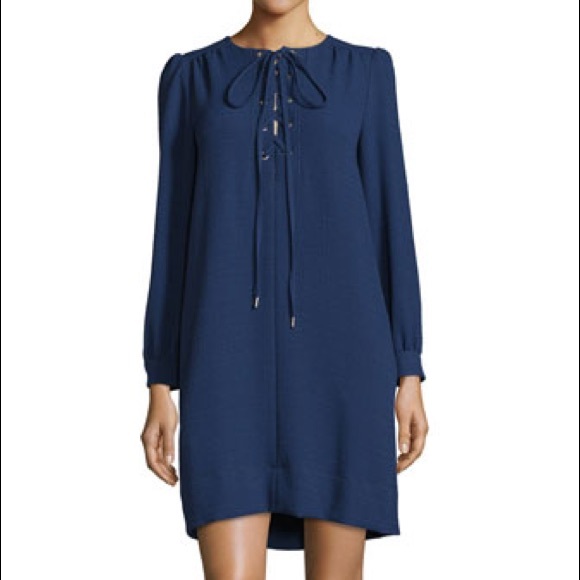 See By Chloe Dresses & Skirts - See by Chloe Long-Sleeve Lace-Up Shift Dress Navy
